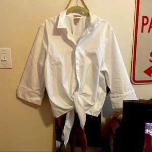 Chico’s No-Iron Collared Tie-Waist Shirt